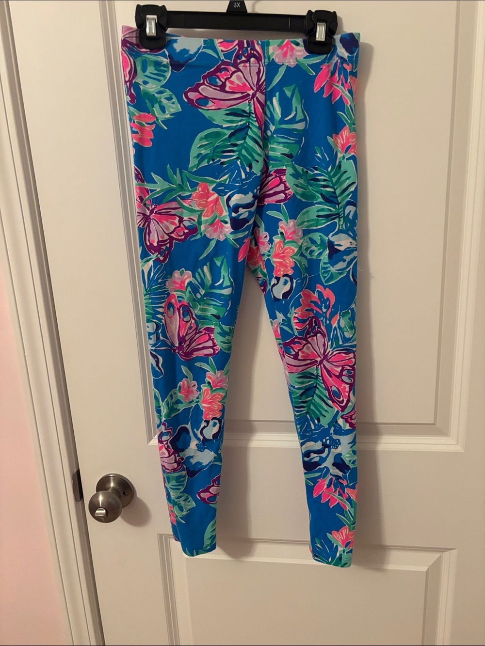 Lilly Pulitzer Blue Tropical Butterfly Print Leggings